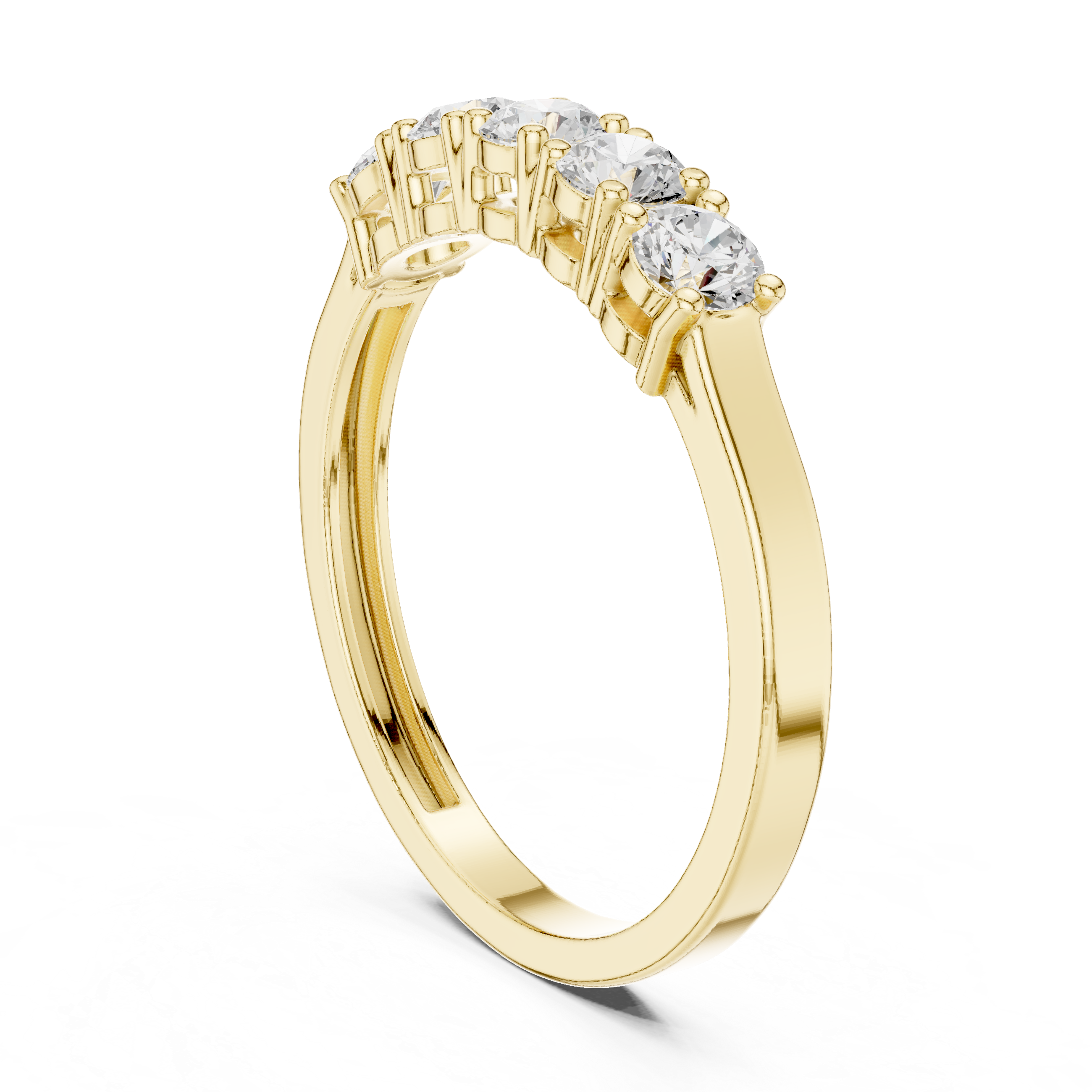 Ladies five stone diamond ring in gold with round lab grown diamonds by Signora Jewels