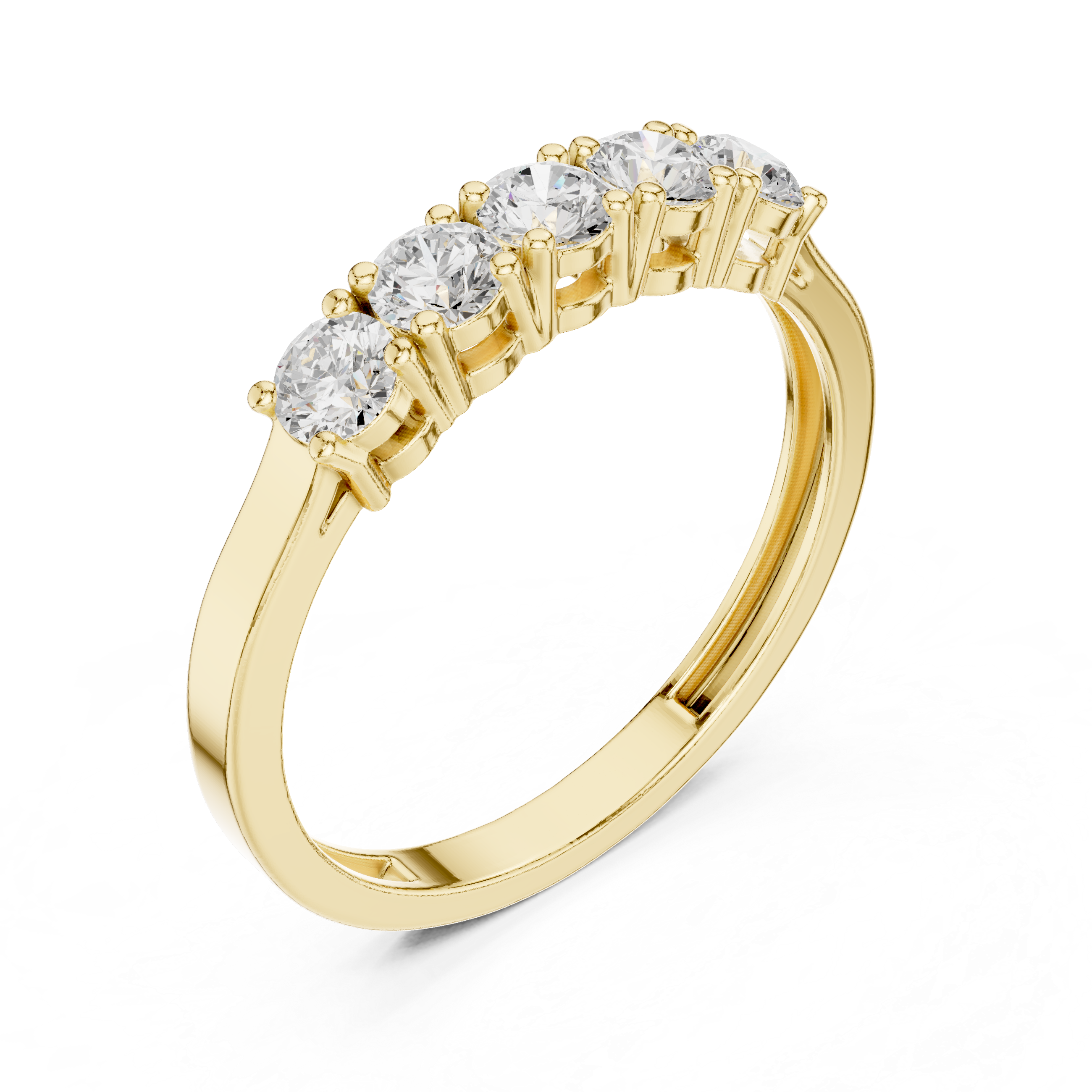 Ladies five stone diamond ring in gold with round lab grown diamonds by Signora Jewels