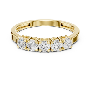 Round lab grown diamond five stone ring in yellow gold