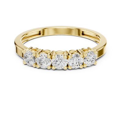 Ladies five stone diamond ring in gold with round lab grown diamonds by Signora Jewels