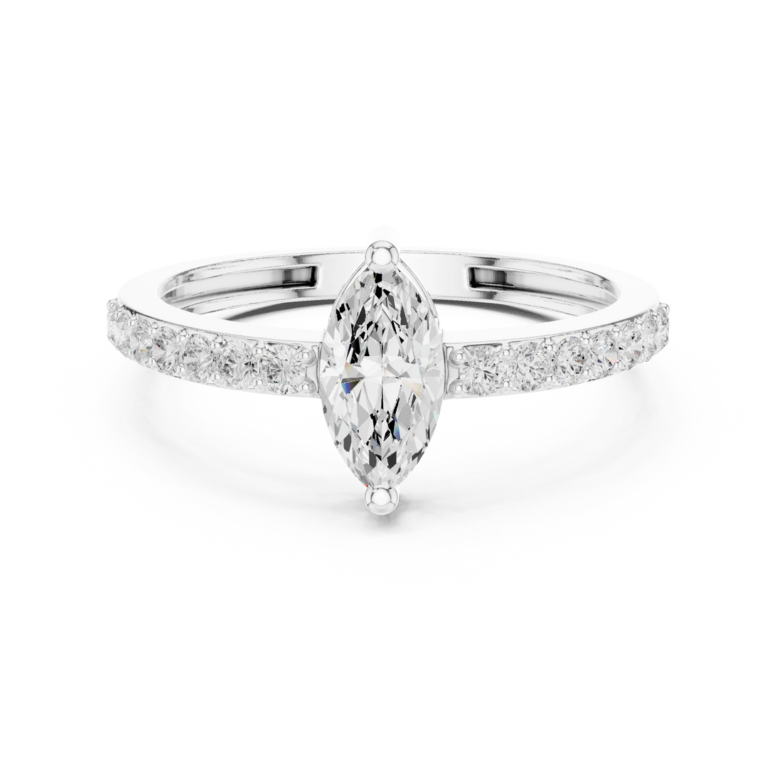 Marquise Lab Grown Diamond Pavé Solitaire Engagement Ring