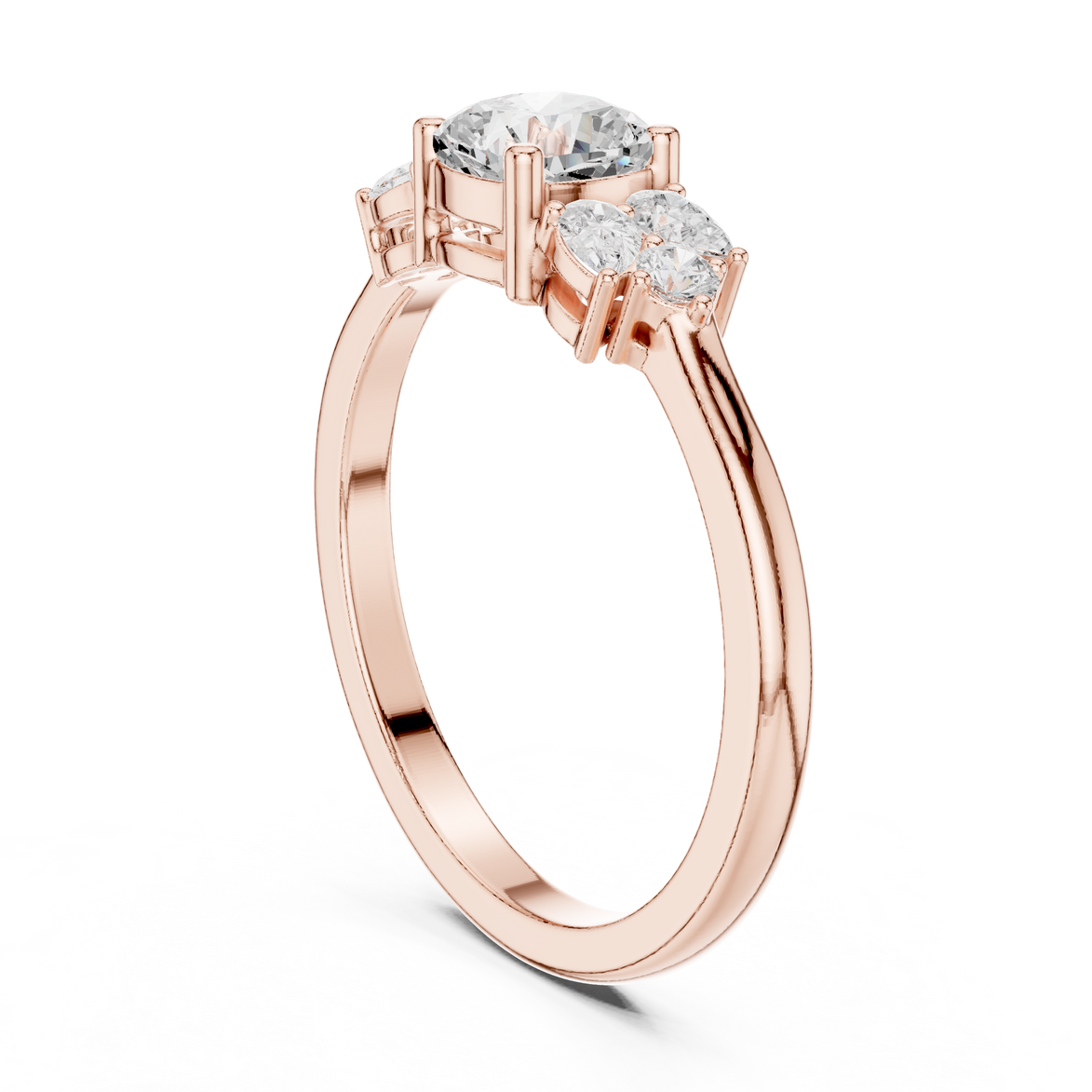 Ladies cushion pear diamond ring in gold with cushion pear and round lab grown diamonds by Signora Jewels