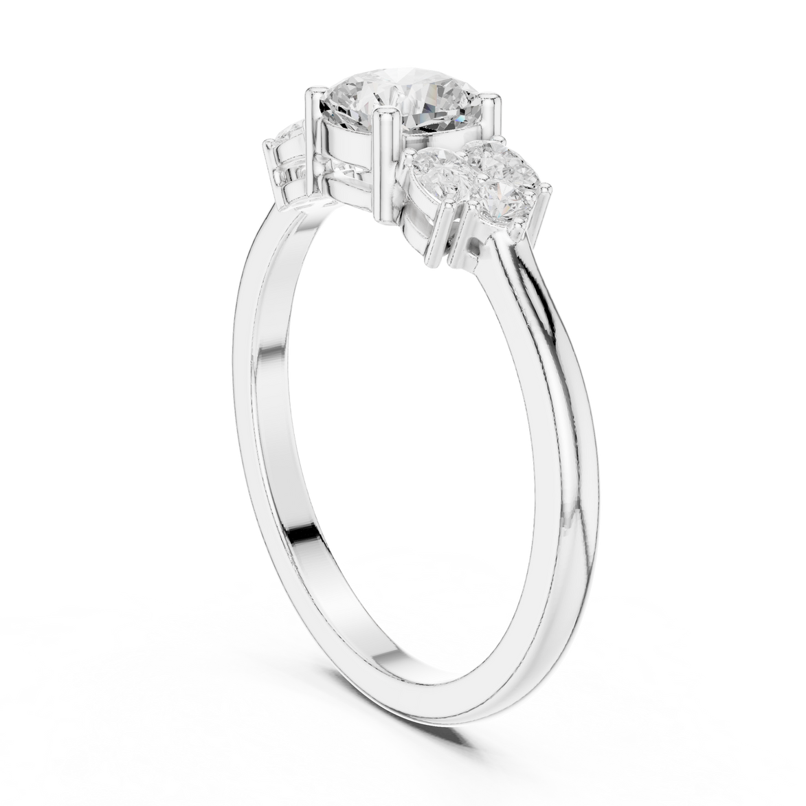 Ladies cushion pear diamond ring in gold with cushion pear and round lab grown diamonds by Signora Jewels