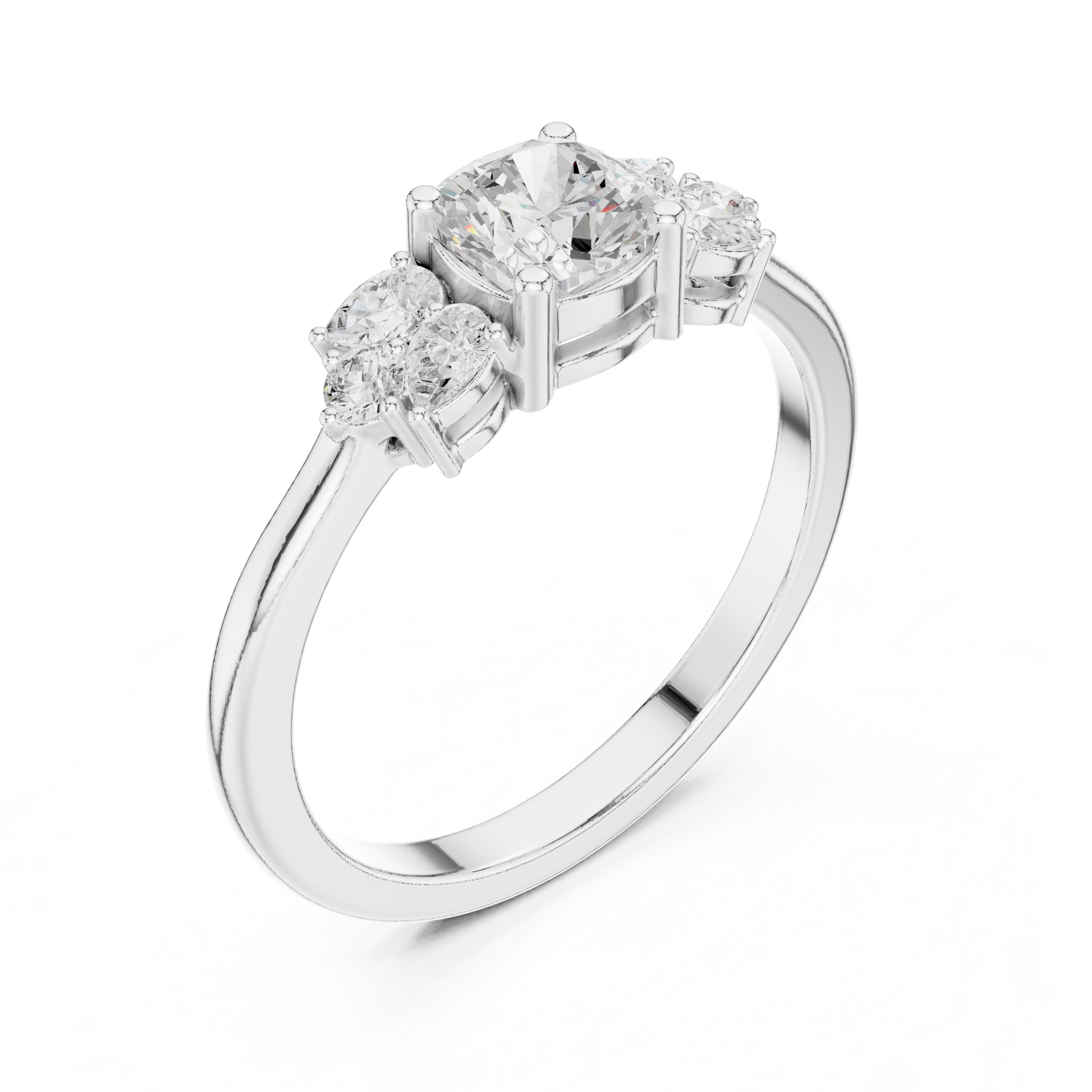 Ladies cushion pear diamond ring in gold with cushion pear and round lab grown diamonds by Signora Jewels