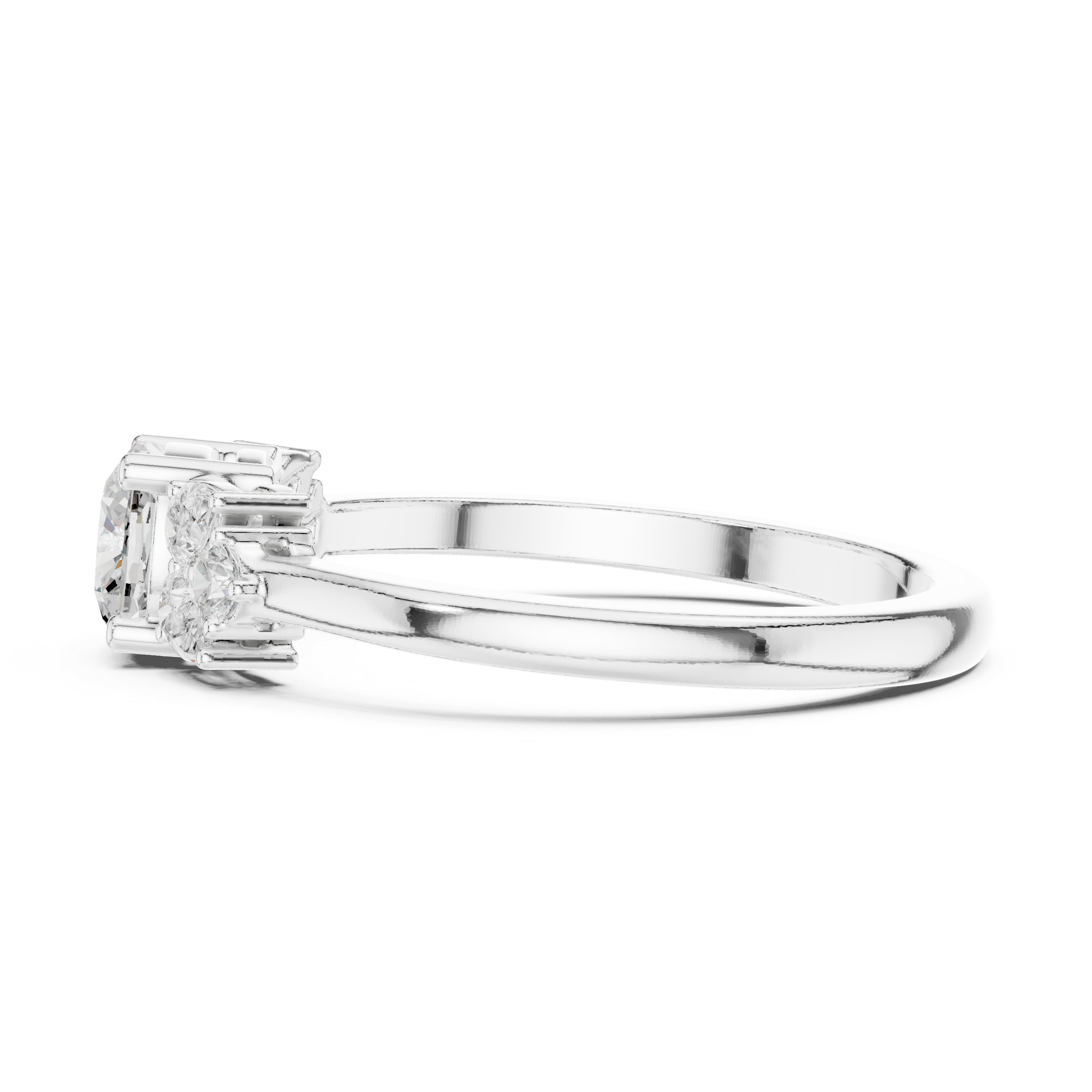 Ladies cushion pear diamond ring in gold with cushion pear and round lab grown diamonds by Signora Jewels