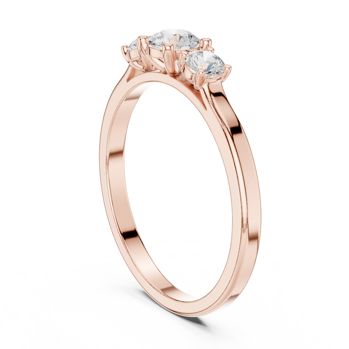 Ladies three stone diamond ring in gold with round lab grown diamonds by Signora Jewels