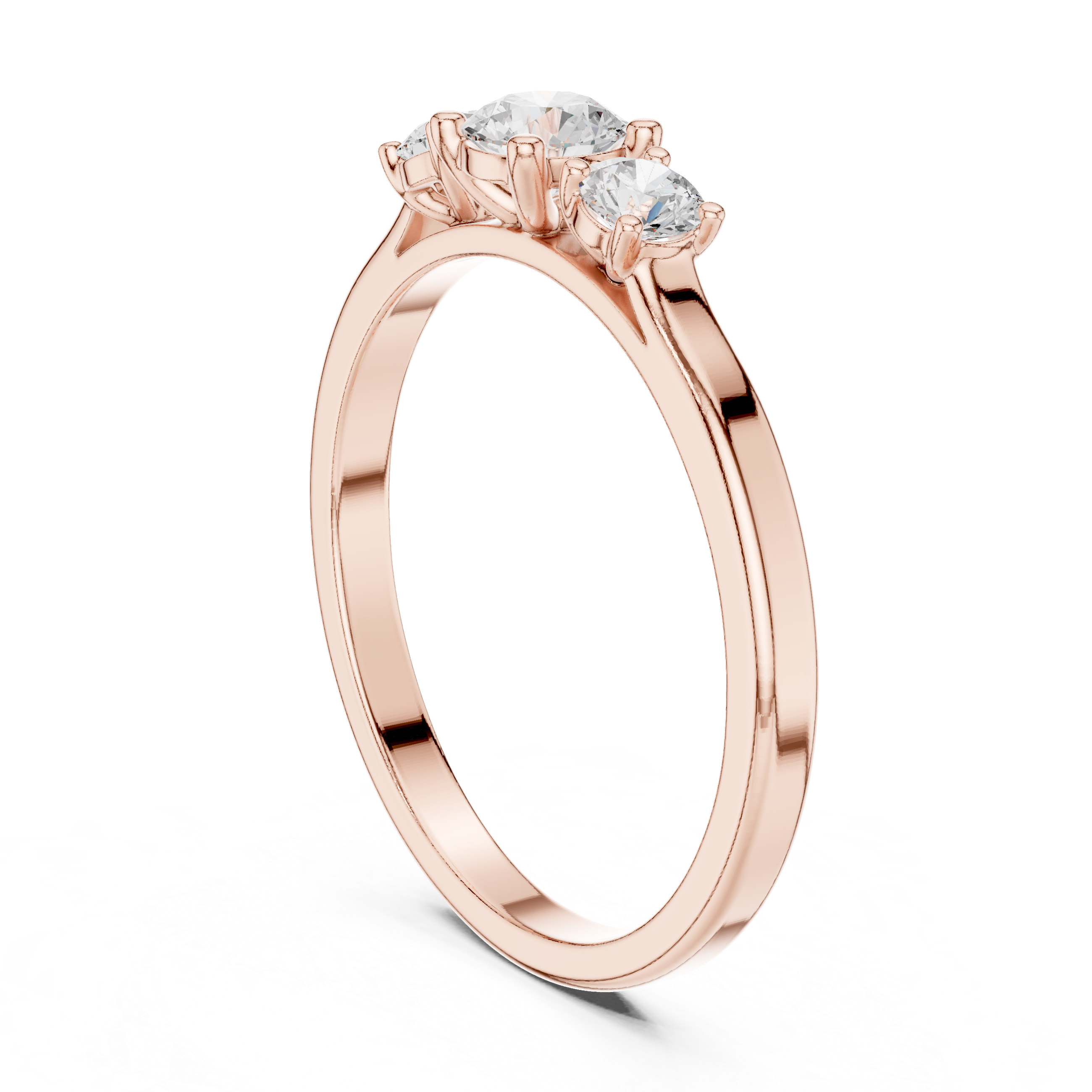 Ladies three stone diamond ring in gold with round lab grown diamonds by Signora Jewels
