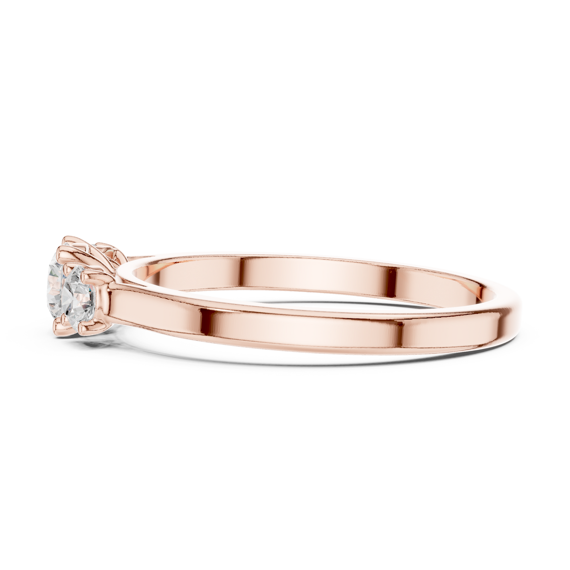 Ladies three stone diamond ring in gold with round lab grown diamonds by Signora Jewels