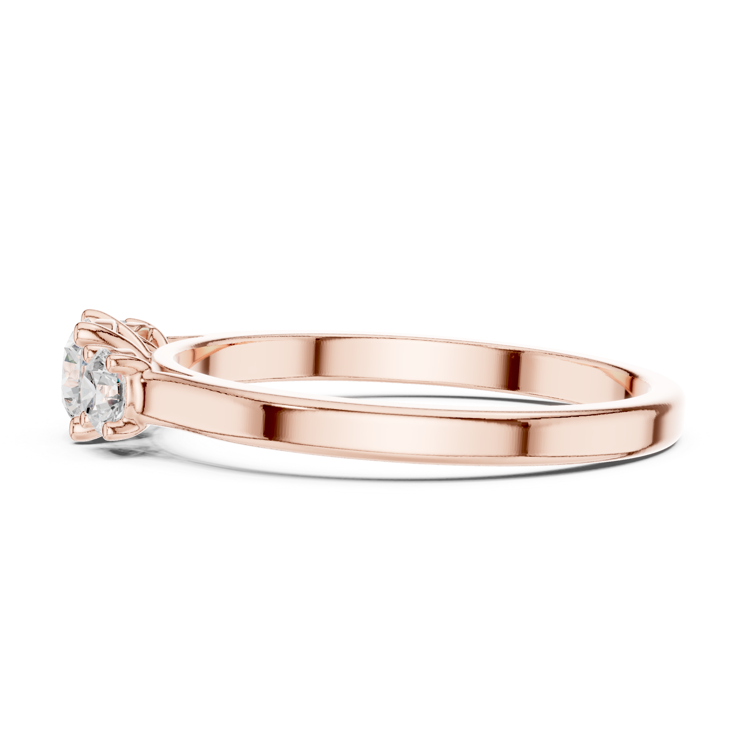 Ladies three stone diamond ring in gold with round lab grown diamonds by Signora Jewels
