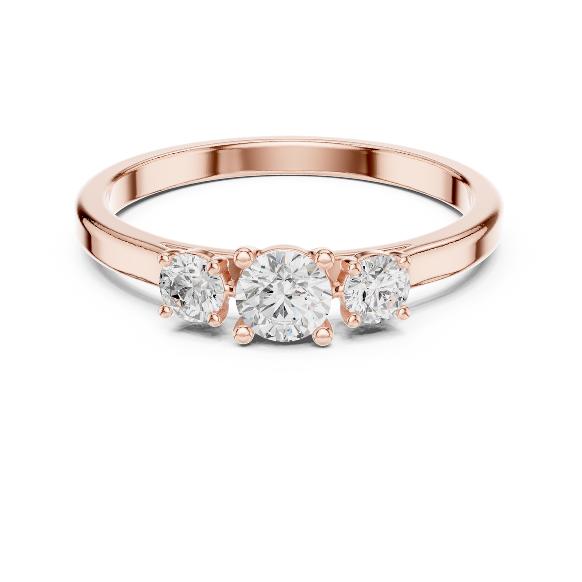 Ladies three stone diamond ring in gold with round lab grown diamonds by Signora Jewels