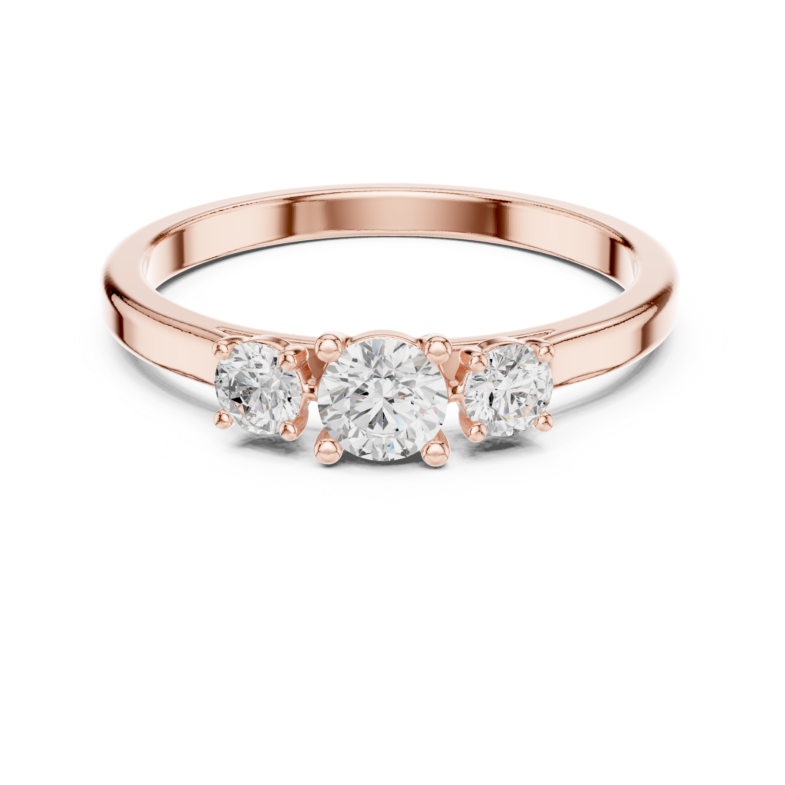 Ladies three stone diamond ring in gold with round lab grown diamonds by Signora Jewels