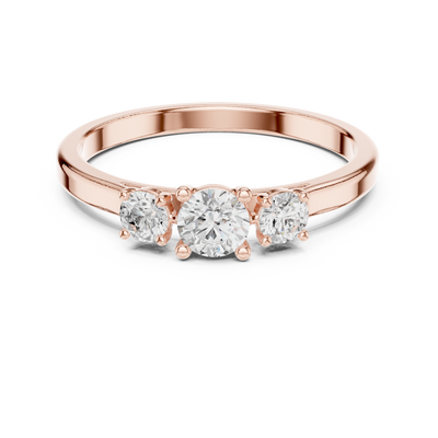 Ladies three stone diamond ring in gold with round lab grown diamonds by Signora Jewels