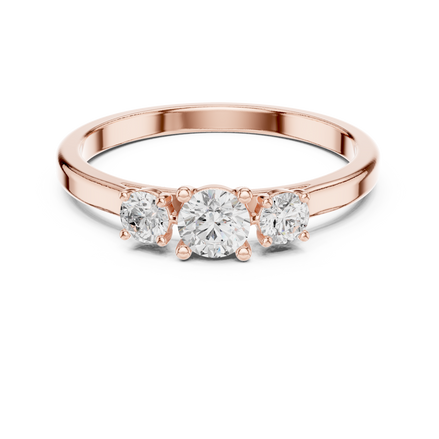 Ladies three stone diamond ring in gold with round lab grown diamonds by Signora Jewels