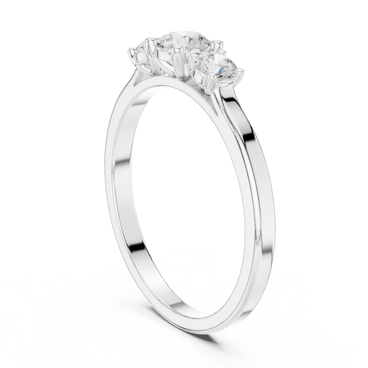 Ladies three stone diamond ring in gold with round lab grown diamonds by Signora Jewels