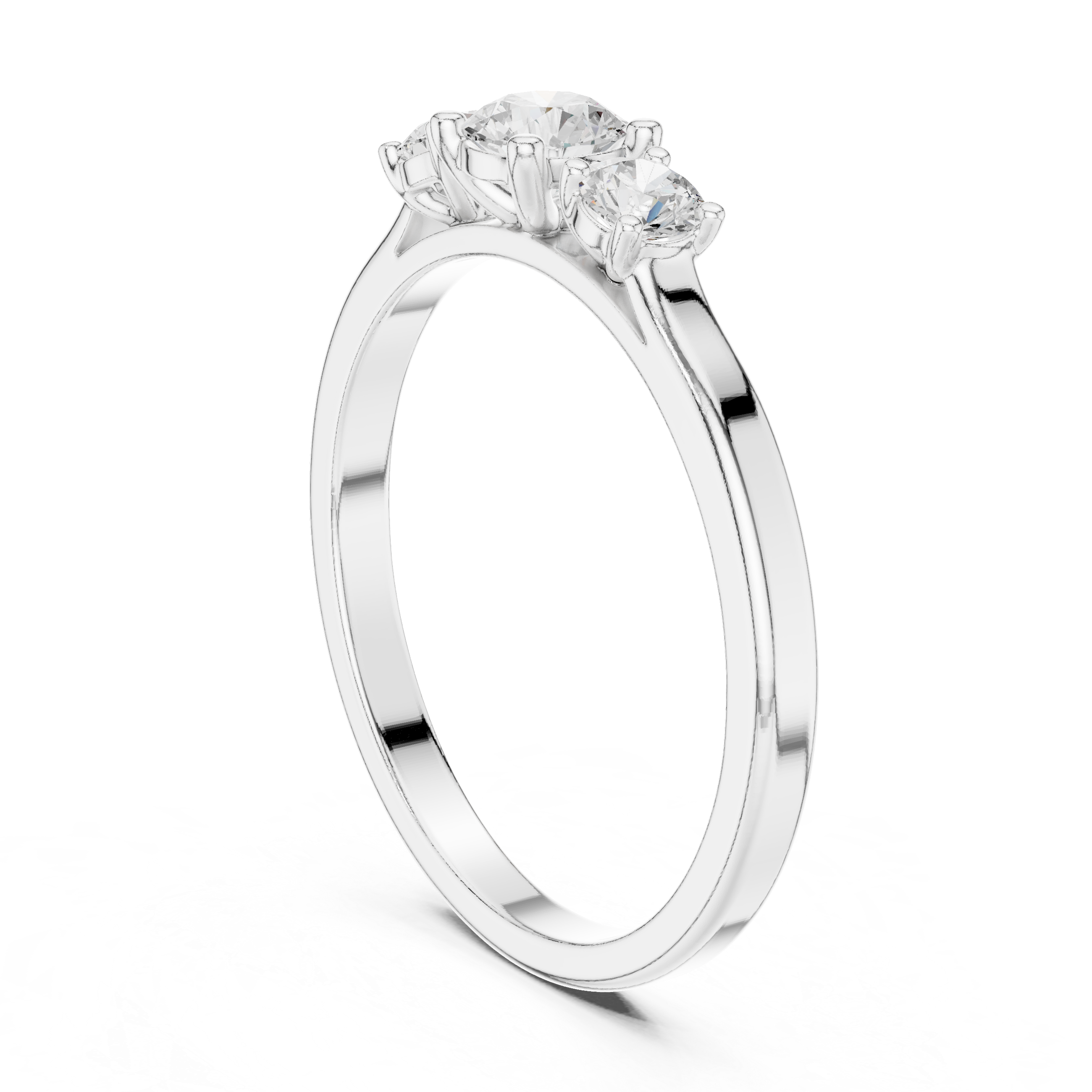 Ladies three stone diamond ring in gold with round lab grown diamonds by Signora Jewels