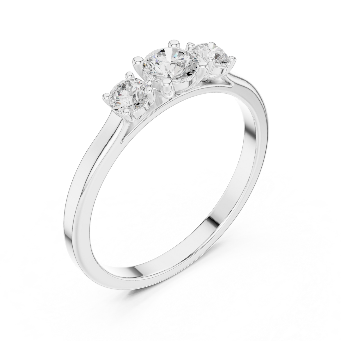 Ladies three stone diamond ring in gold with round lab grown diamonds by Signora Jewels