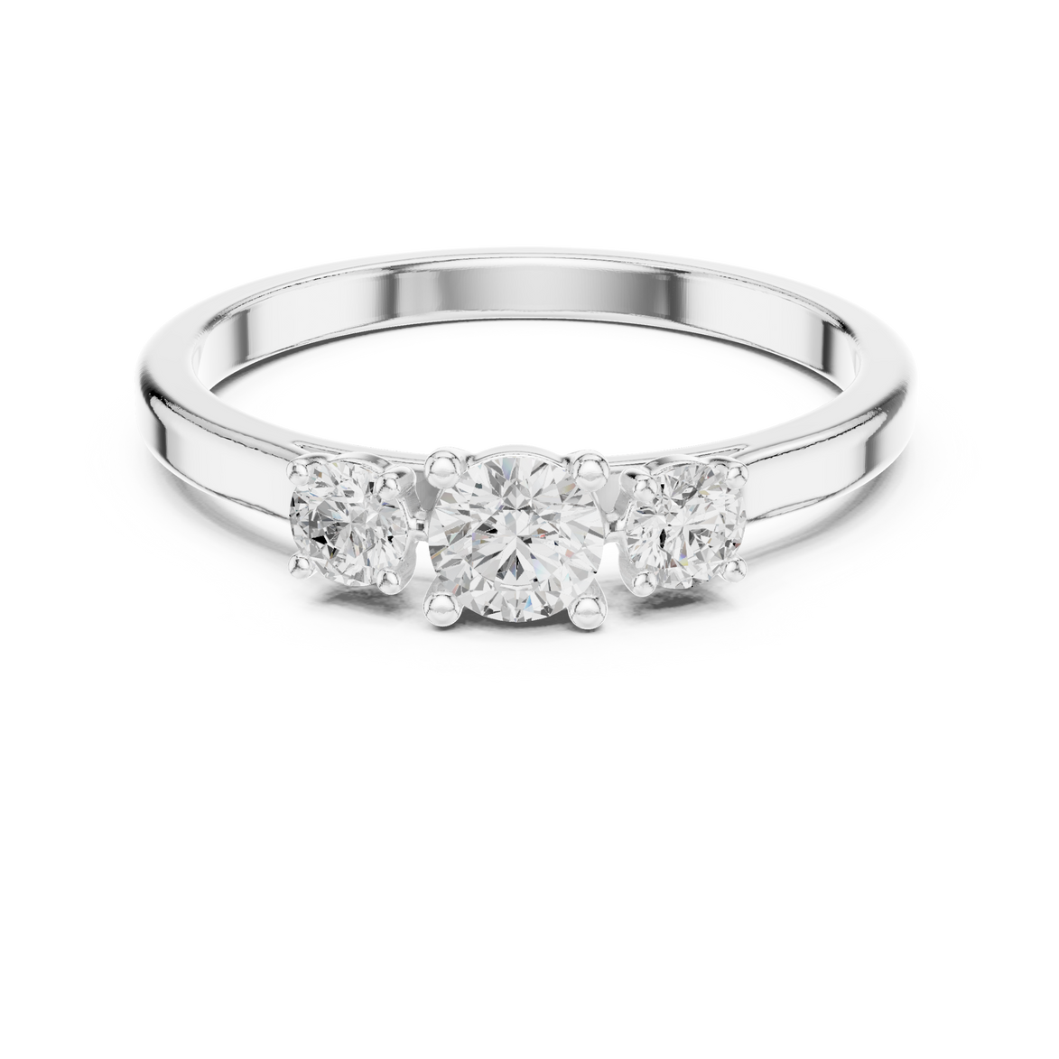 Ladies three stone diamond ring in gold with round lab grown diamonds by Signora Jewels
