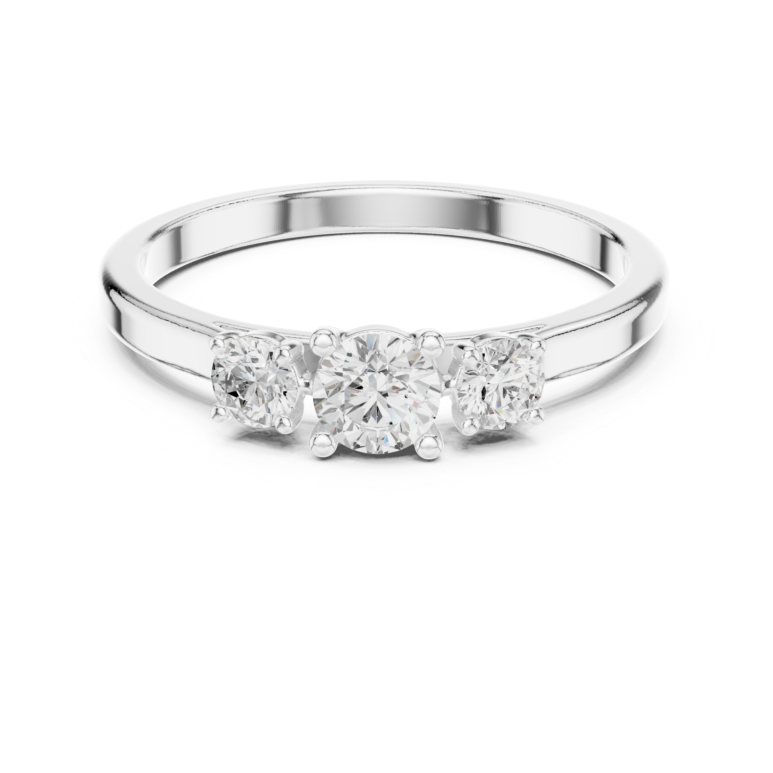 Ladies three stone diamond ring in gold with round lab grown diamonds by Signora Jewels