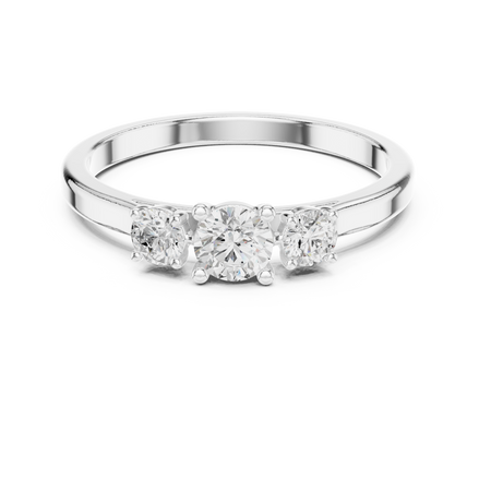 Ladies three stone diamond ring in gold with round lab grown diamonds by Signora Jewels