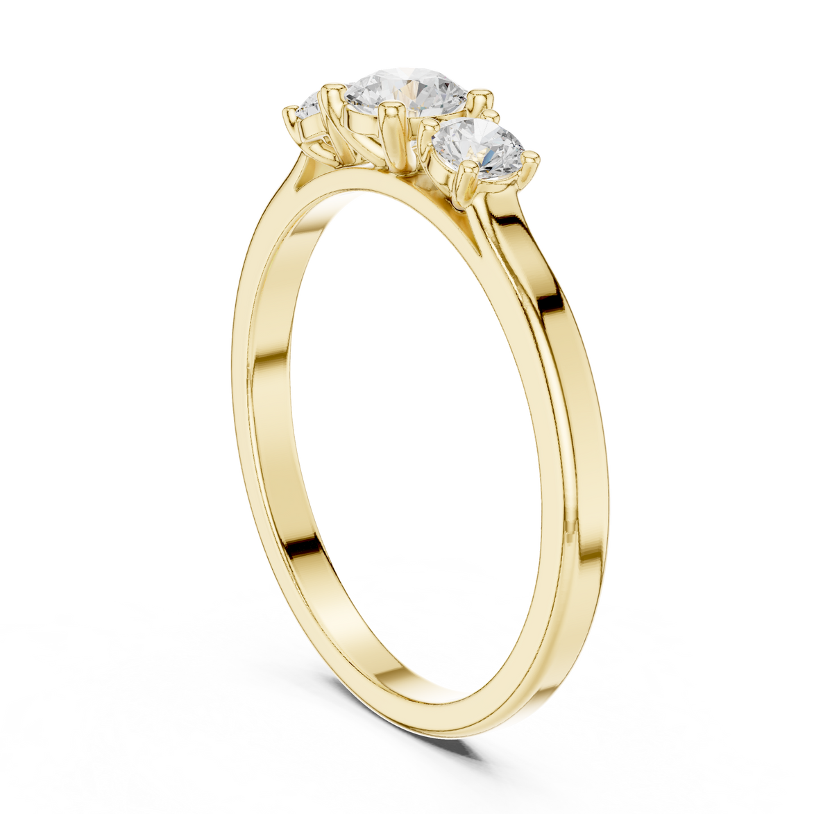 Ladies three stone diamond ring in gold with round lab grown diamonds by Signora Jewels