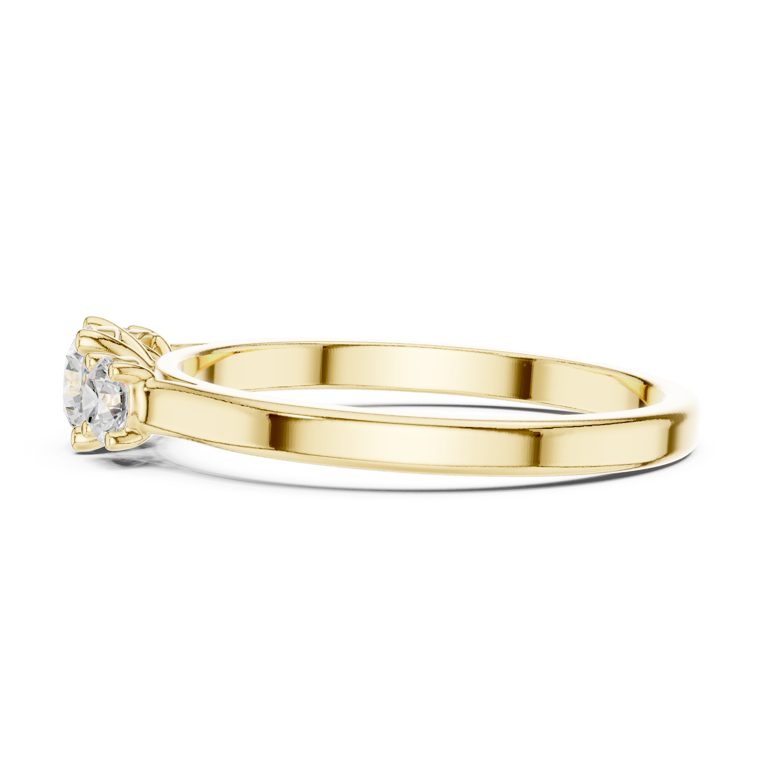 Ladies three stone diamond ring in gold with round lab grown diamonds by Signora Jewels