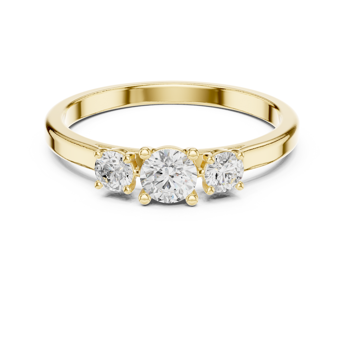 Ladies three stone diamond ring in gold with round lab grown diamonds by Signora Jewels