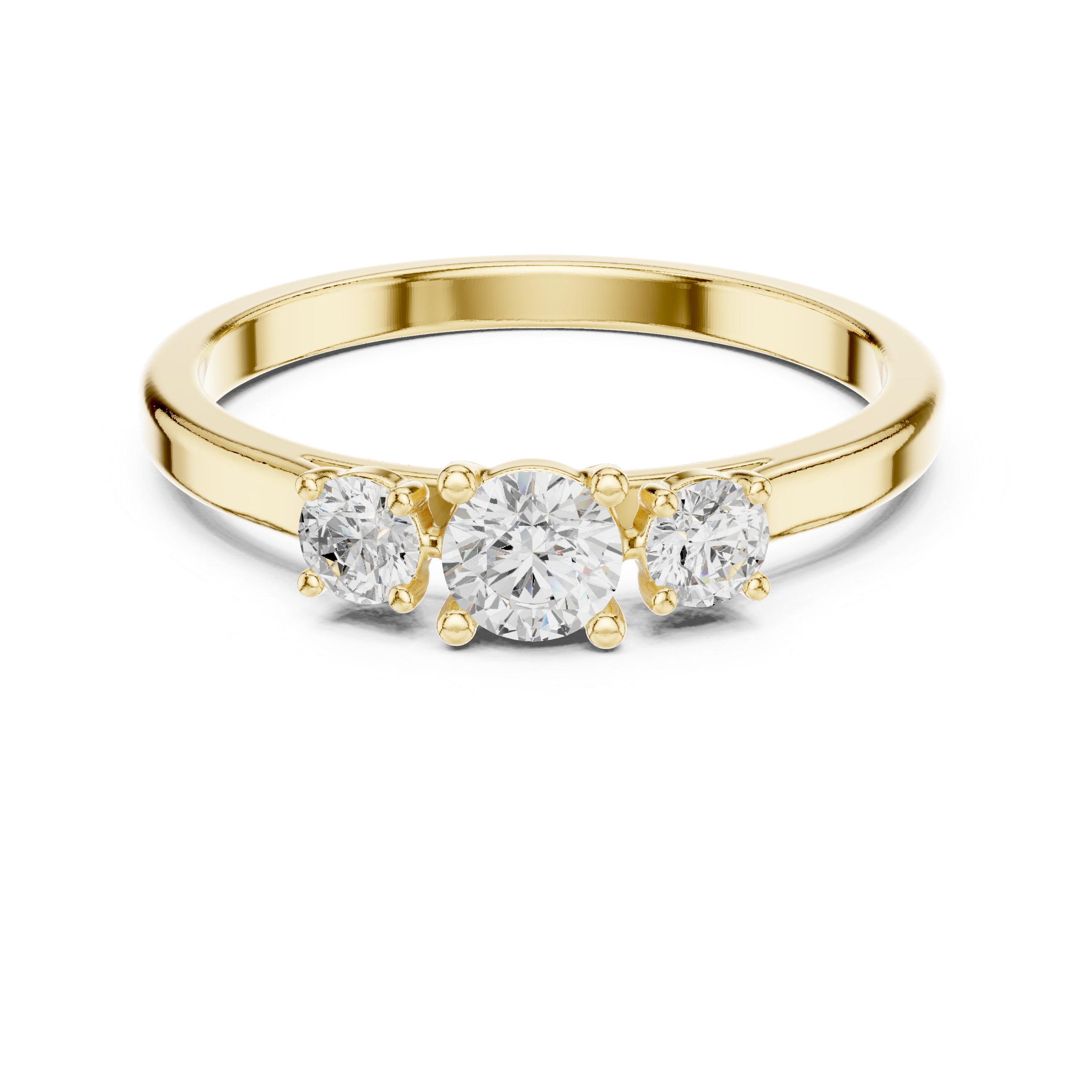 Ladies three stone diamond ring in gold with round lab grown diamonds by Signora Jewels