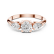 Ladies round pear three stone diamond ring in gold with round and pear lab grown diamonds by Signora Jewels