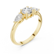 Ladies round pear three stone diamond ring in gold with round and pear lab grown diamonds by Signora Jewels