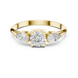Ladies round pear three stone diamond ring in gold with round and pear lab grown diamonds by Signora Jewels