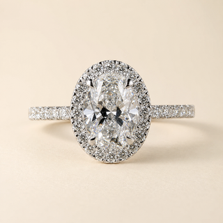 Oval Cut Lab Grown Diamond Halo Engagement Ring