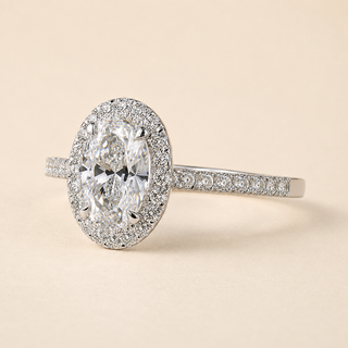 Oval Cut Lab Grown Diamond Halo Engagement Ring