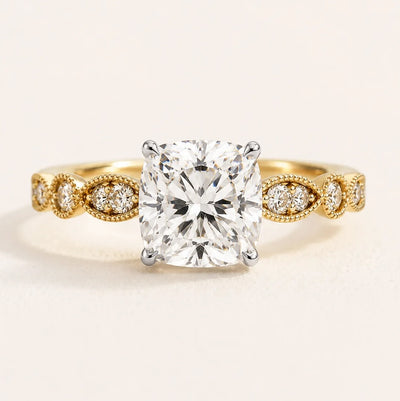 Cushion Lab Grown Diamond Vintage Hidden Halo