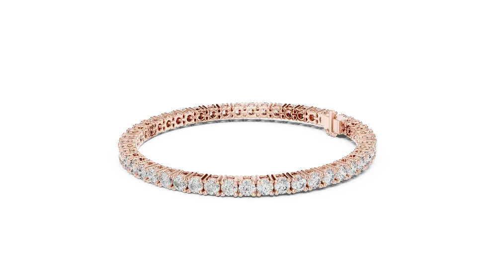 Rose gold bracelet with diamonds on a white background