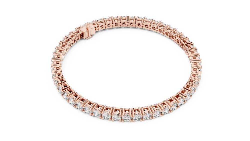Rose gold bracelet with diamonds on a white background