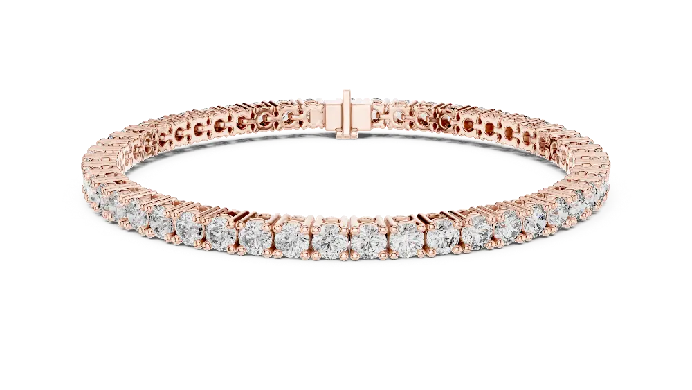 Rose gold bracelet with diamonds on a white background
