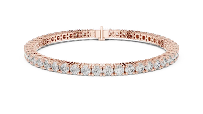 Rose gold bracelet with diamonds on a white background