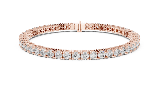 Rose gold bracelet with diamonds on a white background