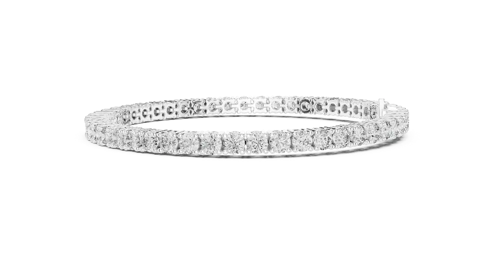 Silver bracelet with clear stones on a white background
