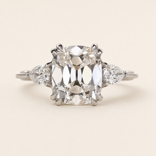 Princess Cut Lab Grown Diamond Three-Stone Engagement Ring with Trellis Basket in White Gold