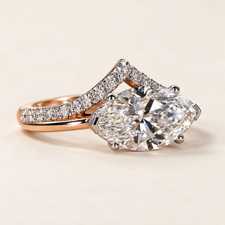 East-West Marquise Cut Lab Grown Diamond Split Shank Ring in Rose Gold