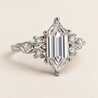 Elongated Hexagon Cut Lab Grown Diamond Engagement Ring in White Gold