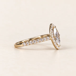Verona Marquise Cut Lab Grown Diamond Halo Engagement Ring in Yellow Gold