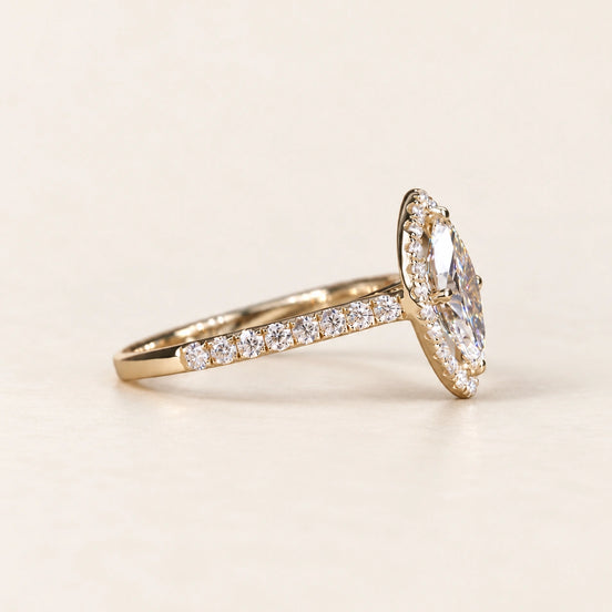 Verona Marquise Cut Lab Grown Diamond Halo Engagement Ring in Yellow Gold