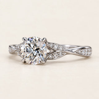 Round Cut Lab Grown Diamond Split Shank Engagement Ring in White Gold