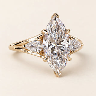 Aster Marquise Lab Grown Diamond Three-Stone Engagement Ring in Yellow Gold