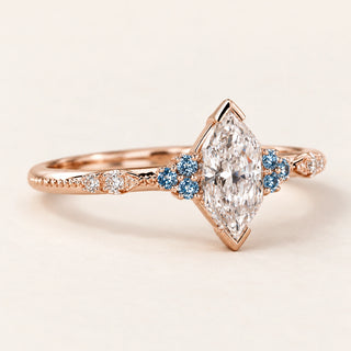 Dutch Marquise Lab Grown Diamond Cluster Engagement Ring in Rose Gold