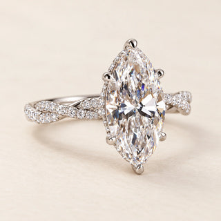 Marquise Lab Grown Diamond Bypass Engagement Ring in White Gold