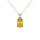 Oval cut canary yellow gemstone pendant, rose gold surprise diamond setting.
