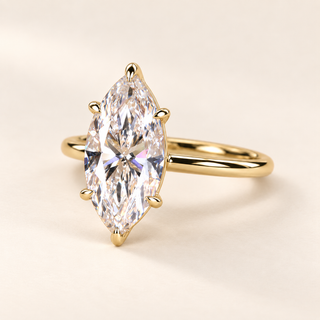 Marquise Cut Lab Grown Diamond Six-Prong Engagement Ring in Yellow Gold